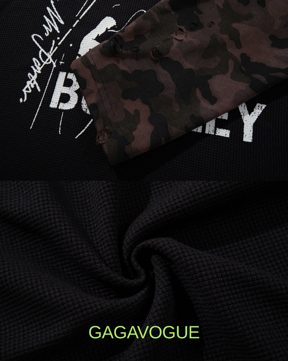 GAGAVOGUE JEFF BUCKLEY CAMO SLEEVE GRAPHIC LONG SLEEVE TEE
