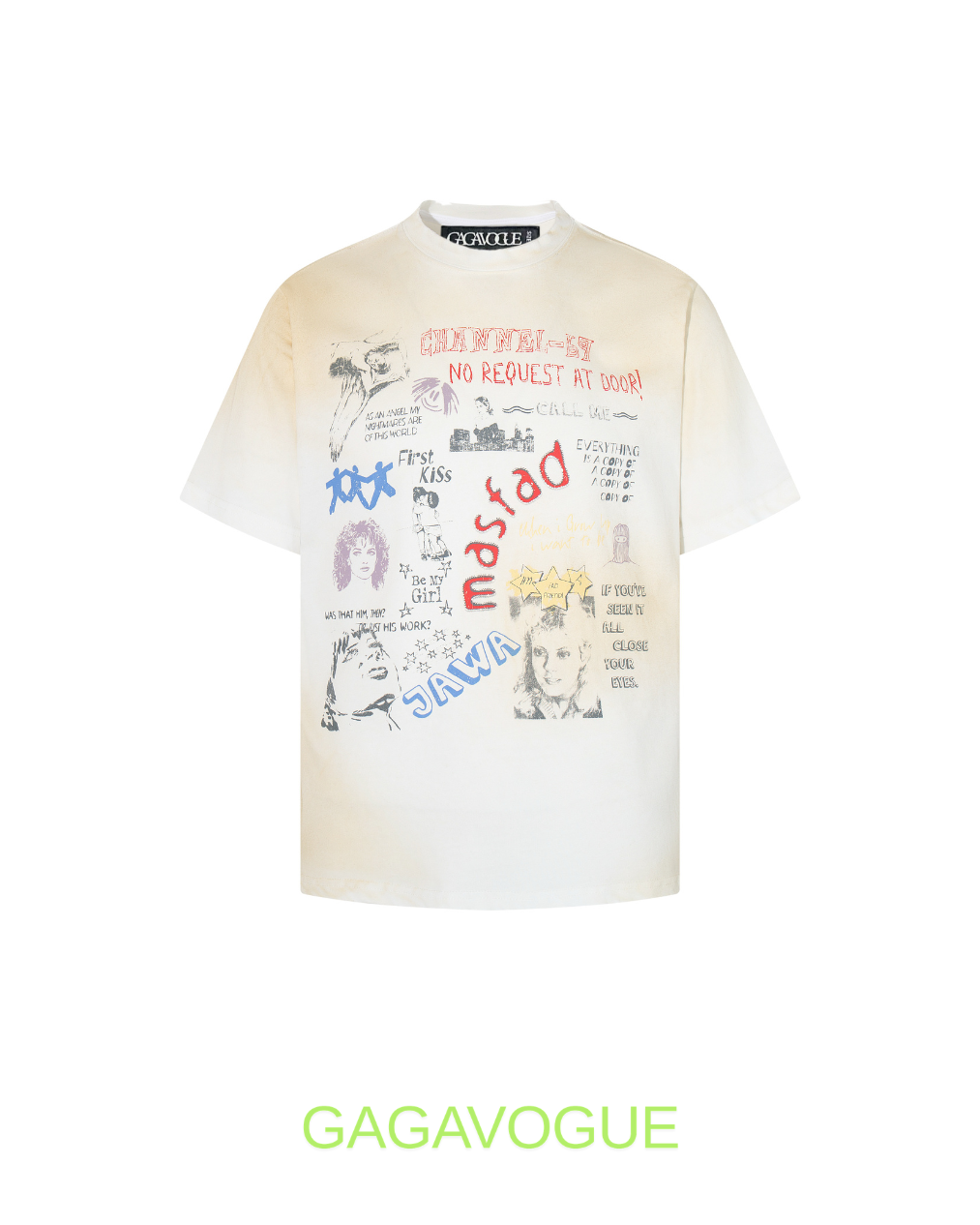GAGAVOGUE CHINNEL-81 NO REQUEST AT DOOR VINTAGE GRAPHIC TEE