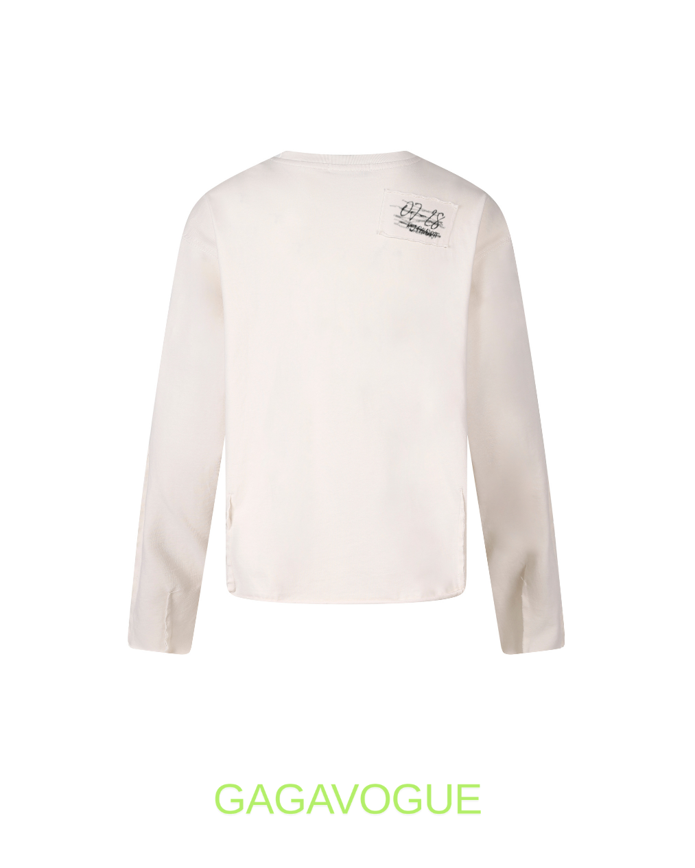 GAGAVOGUE OFF-WHITE ABSTRACT CROSS GRAPHIC LONG SLEEVE T-SHIRT