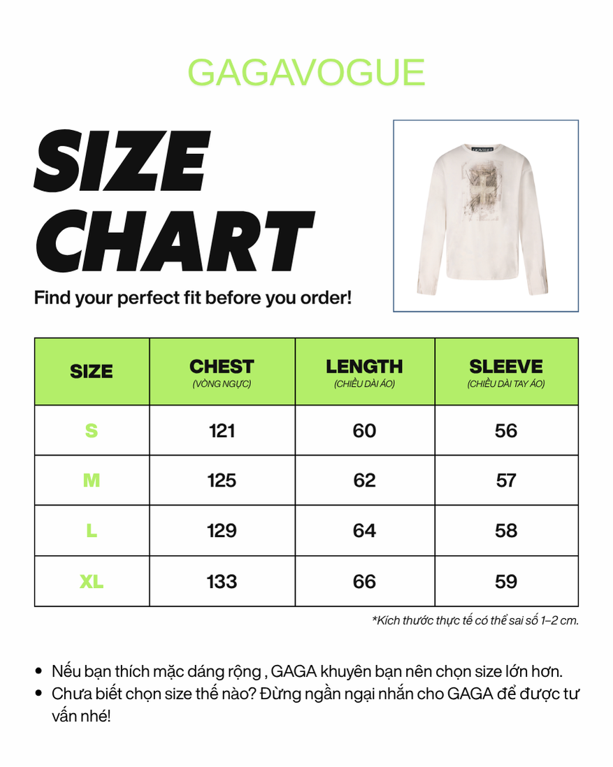 GAGAVOGUE OFF-WHITE ABSTRACT CROSS GRAPHIC LONG SLEEVE T-SHIRT