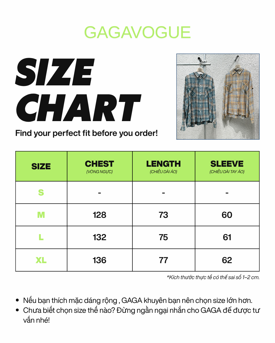 GAGAVOGUE PLAID DOUBLE POCKET OVERSIZED BUTTON-UP SHIRT