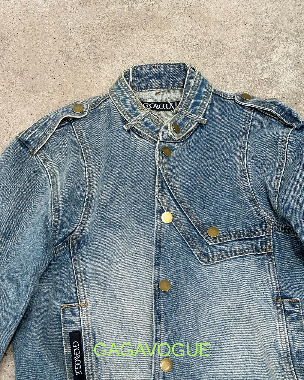 GAGAVOGUE BLUE ASYMMETRIC DENIM BUTTON-UP JACKET