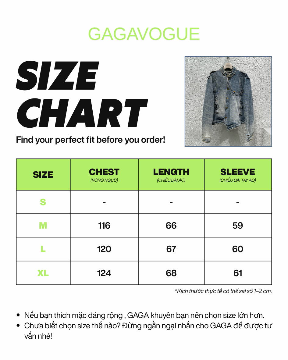 GAGAVOGUE BLUE ASYMMETRIC DENIM BUTTON-UP JACKET