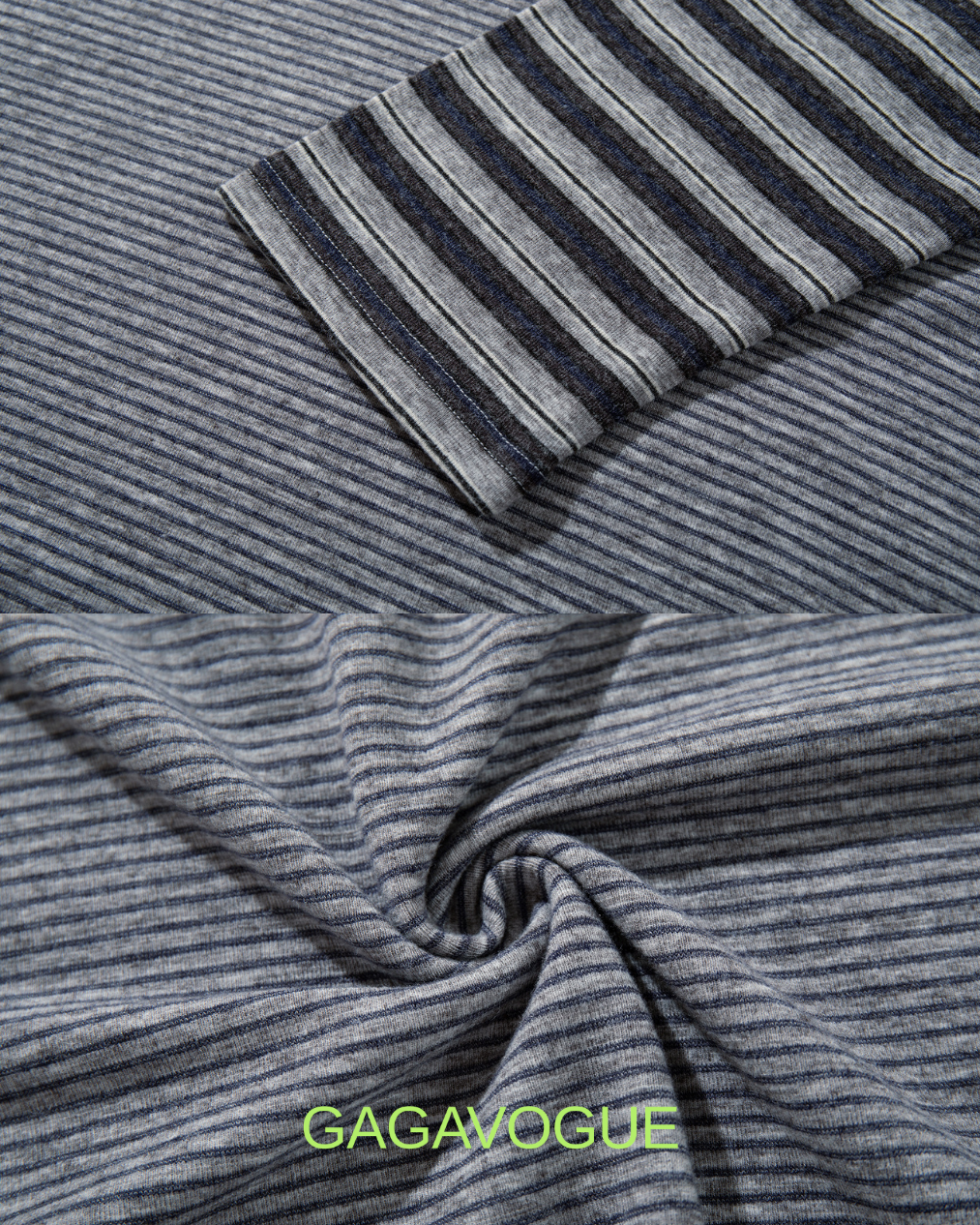 GAGAVOGUE FINE STRIPE CONTRAST SLEEVE LONG SLEEVE T-SHIRT