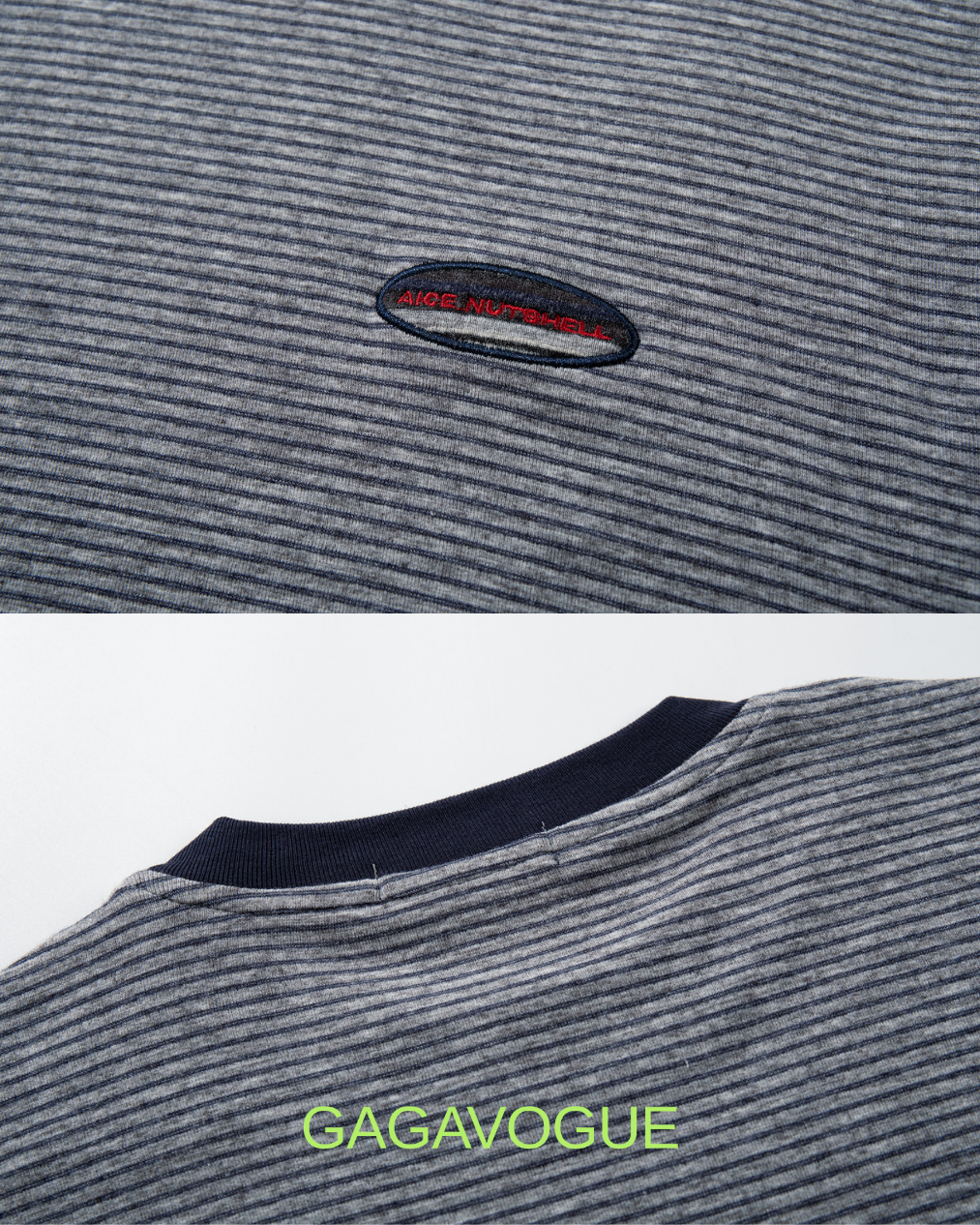 GAGAVOGUE FINE STRIPE CONTRAST SLEEVE LONG SLEEVE T-SHIRT