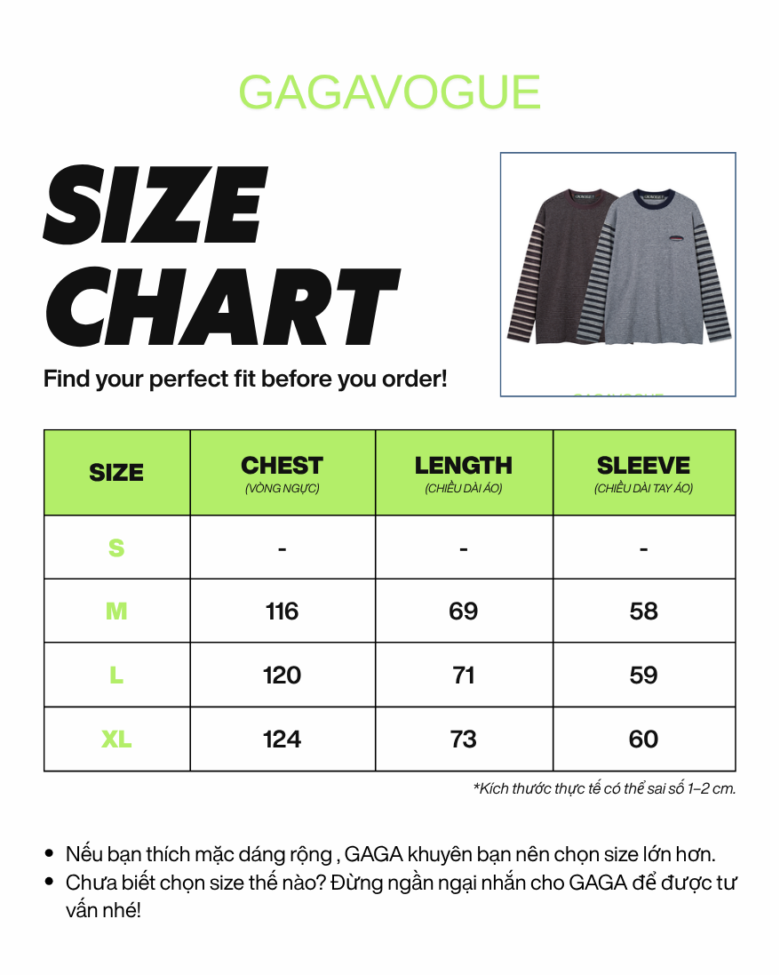 GAGAVOGUE FINE STRIPE CONTRAST SLEEVE LONG SLEEVE T-SHIRT