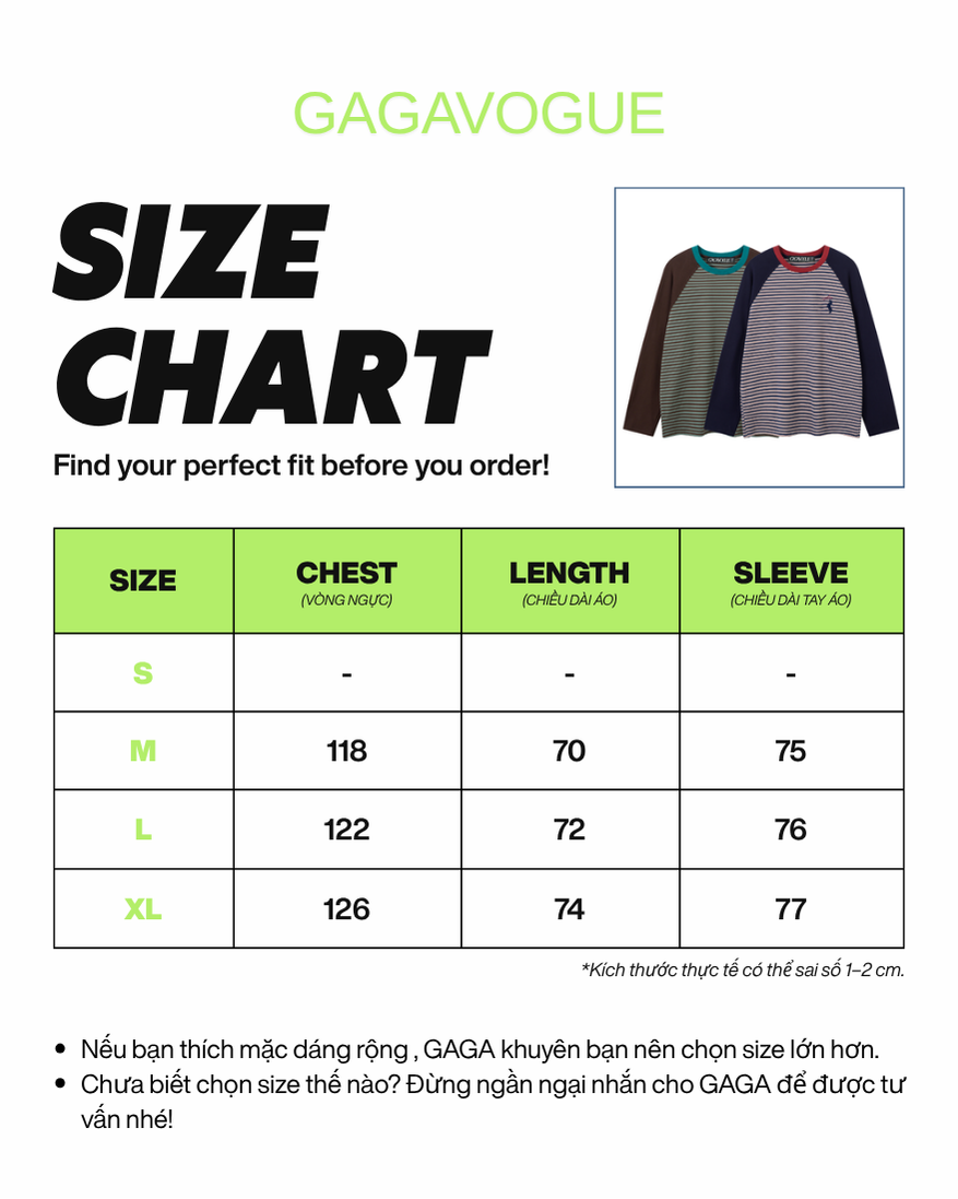 GAGAVOGUE CONTRAST RAGLAN STRIPE LONG SLEEVE T-SHIRT