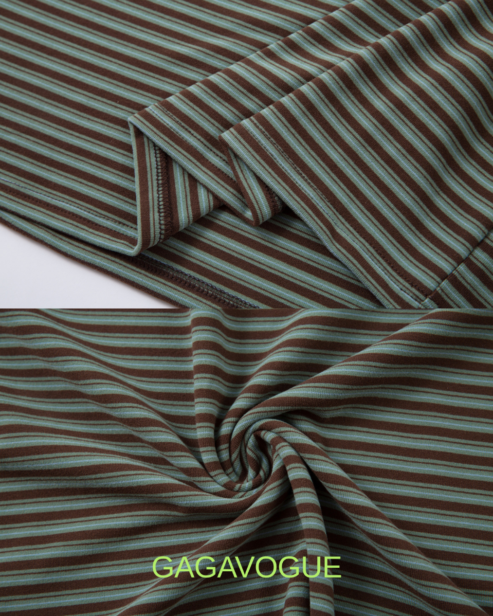 GAGAVOGUE CONTRAST RAGLAN STRIPE LONG SLEEVE T-SHIRT