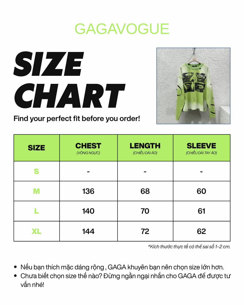 GAGAVOGUE LIME GREEN DISTRESSED LIP GRAPHIC LONG SLEEVE T-SHIRT