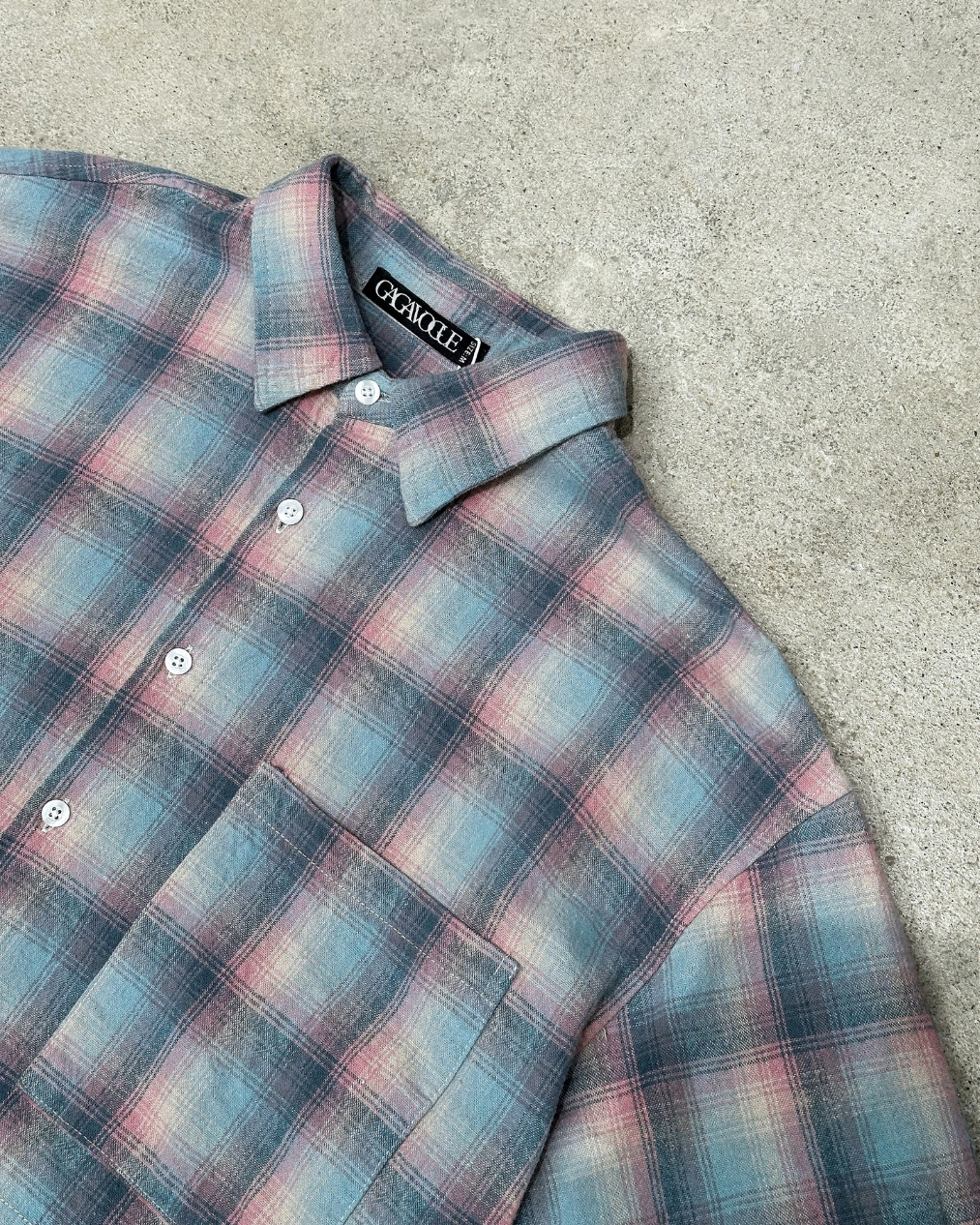 GAGAVOGUE VINTAGE PLAID LAYERED LONG SLEEVE SHIRT