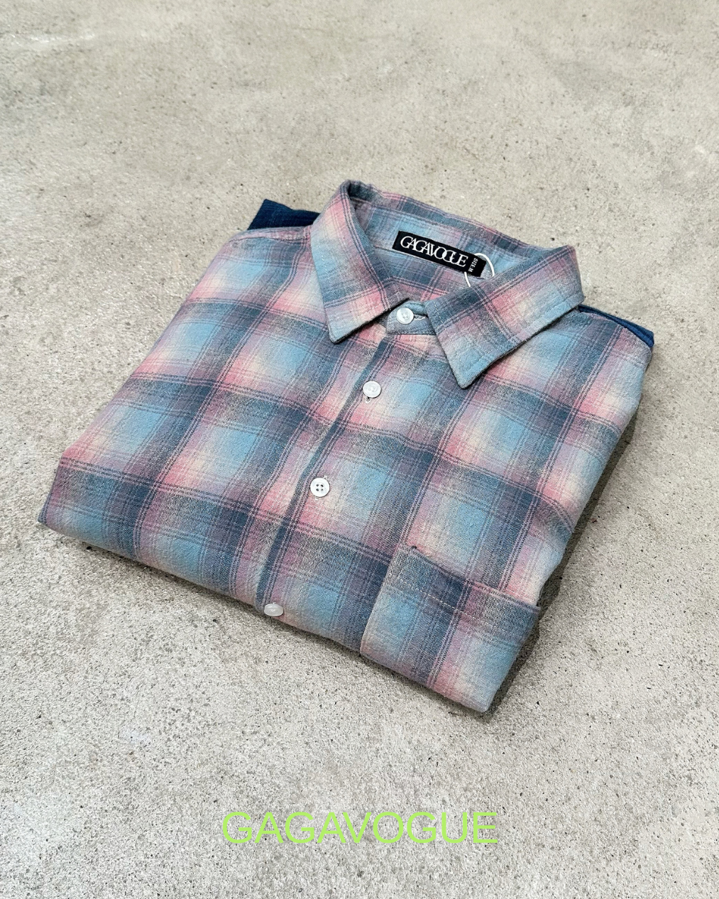 GAGAVOGUE VINTAGE PLAID LAYERED LONG SLEEVE SHIRT