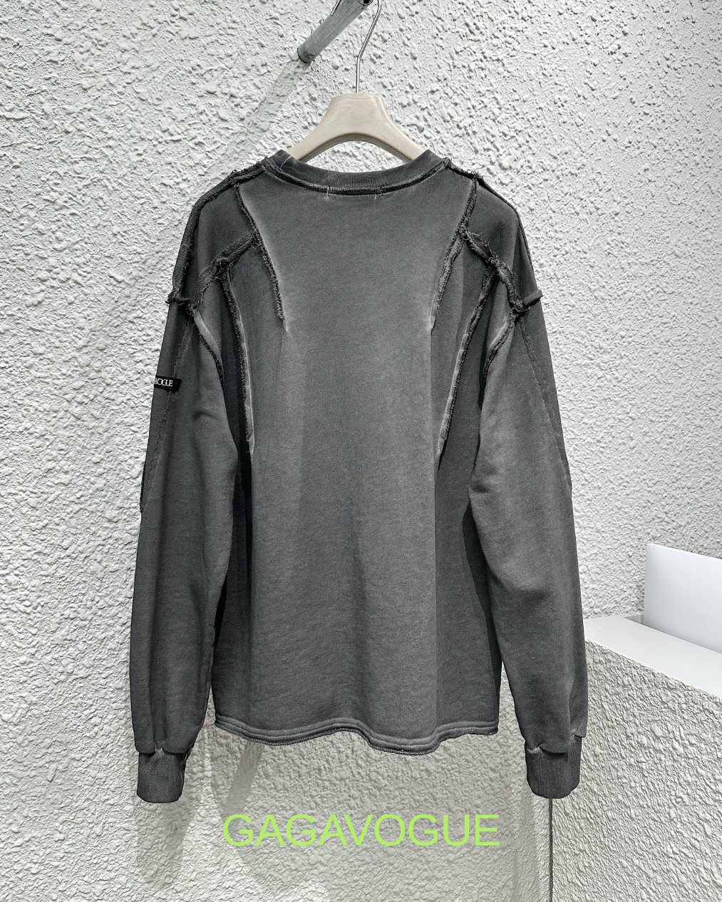 GAGAVOGUE DISTRESSED DECONSTRUCTED PANEL LONG SLEEVE T-SHIRT