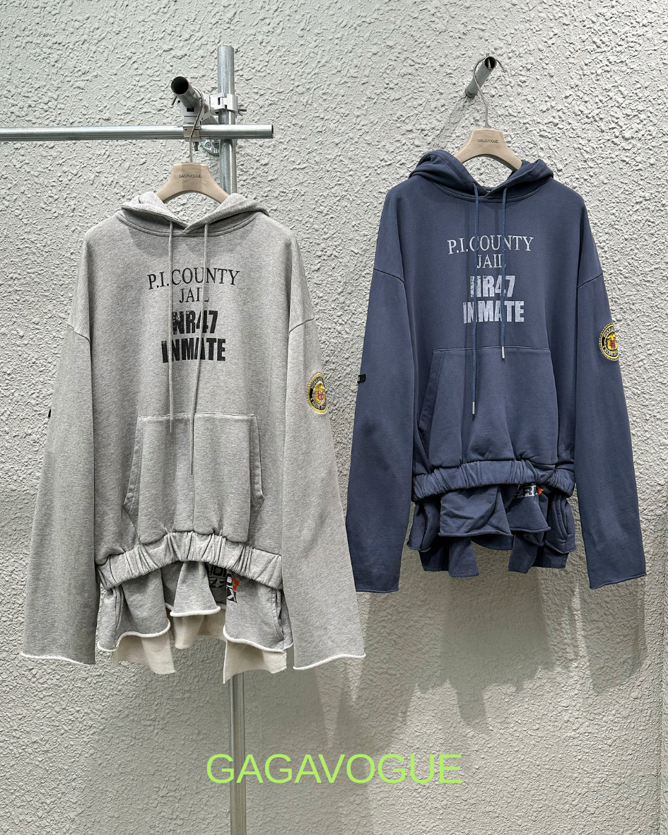 GAGAVOGUE P.I. COUNTY INMATE GRAPHIC DECONSTRUCTED HOODIE