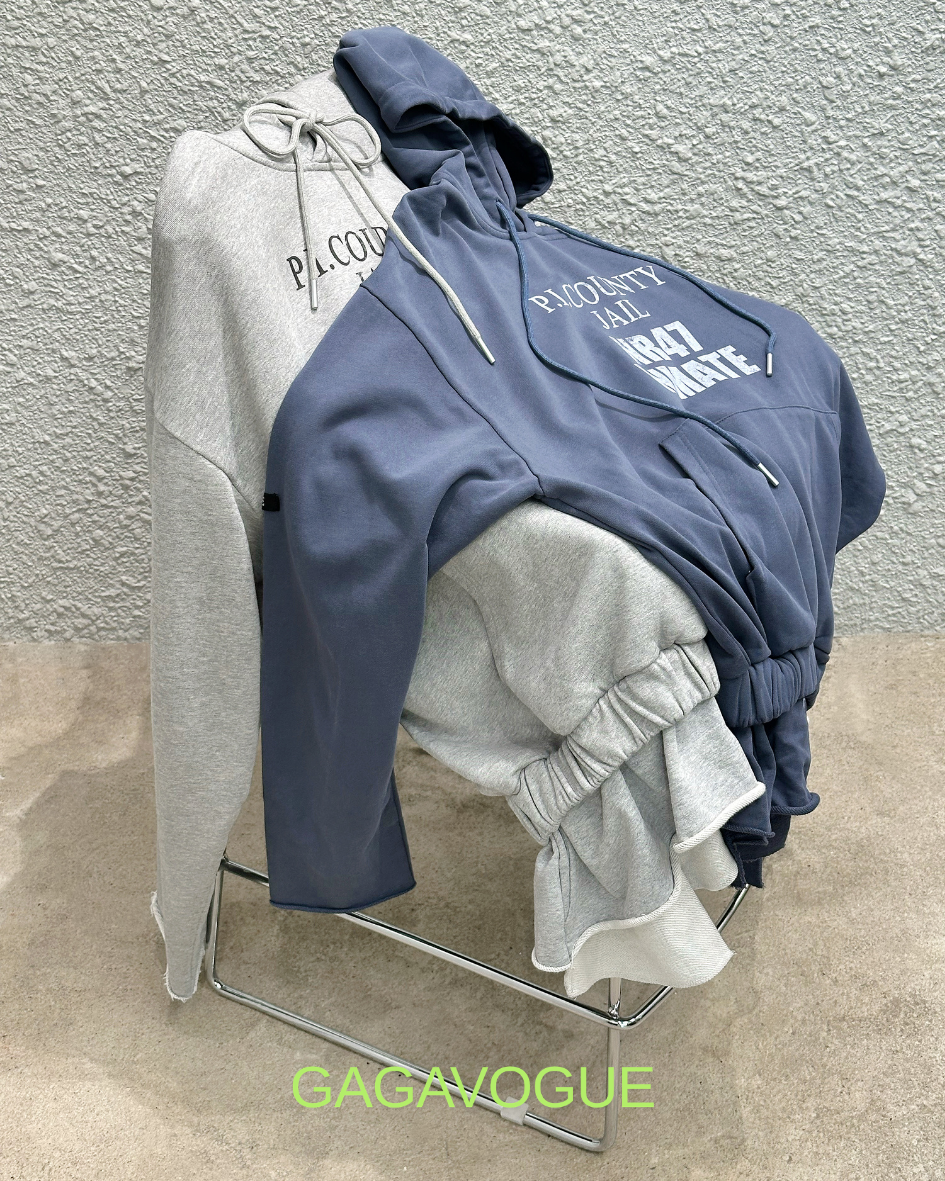 GAGAVOGUE P.I. COUNTY INMATE GRAPHIC DECONSTRUCTED HOODIE