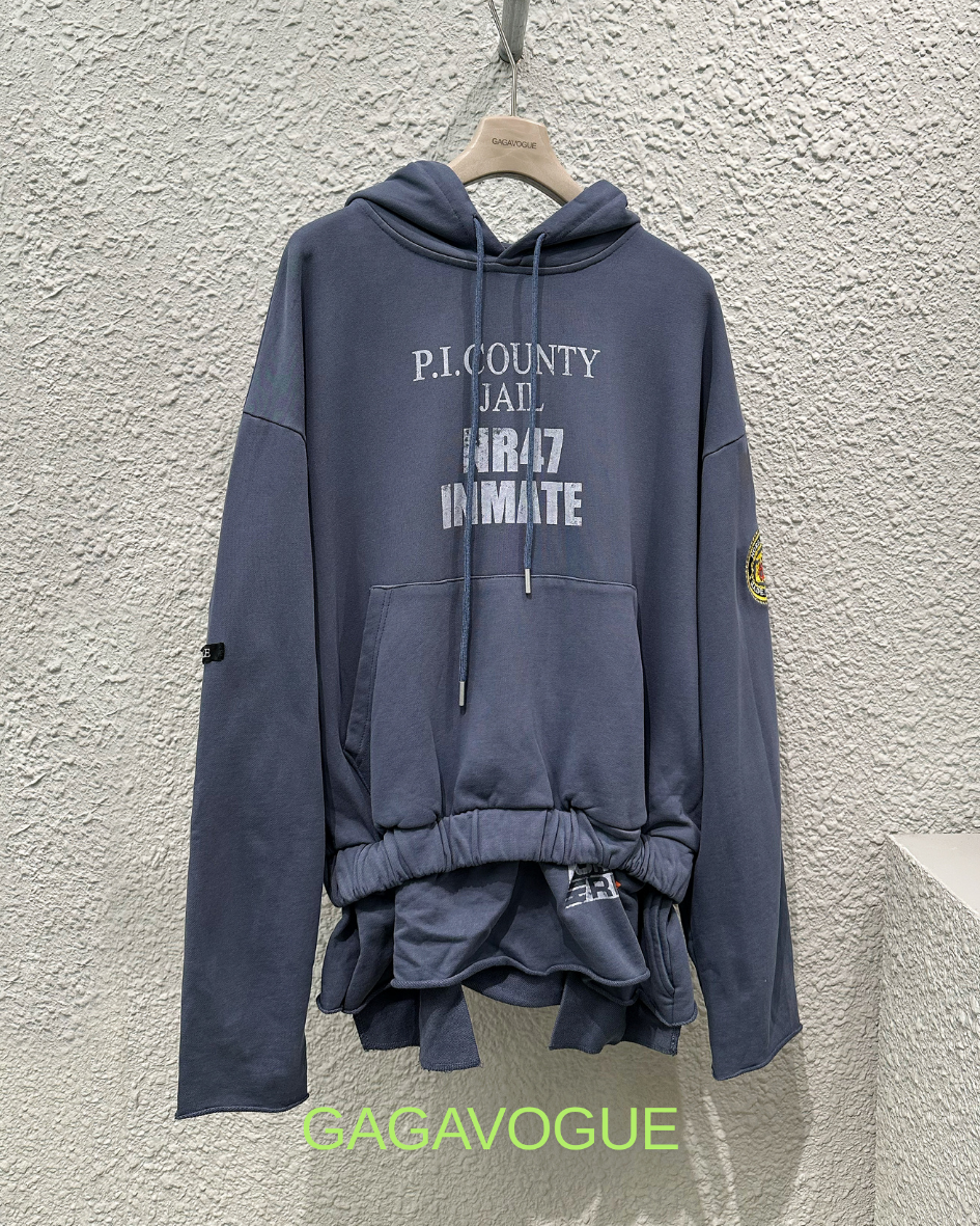 GAGAVOGUE P.I. COUNTY INMATE GRAPHIC DECONSTRUCTED HOODIE