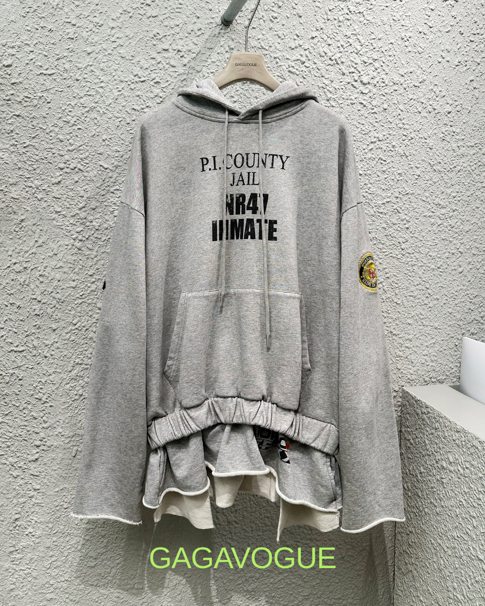 GAGAVOGUE P.I. COUNTY INMATE GRAPHIC DECONSTRUCTED HOODIE