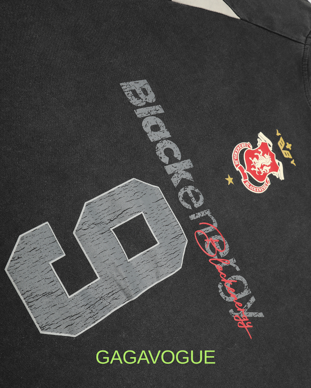 GAGAVOGUE BLACK ENERGY NUMBER 9 RAGLAN LONG SLEEVE TEE