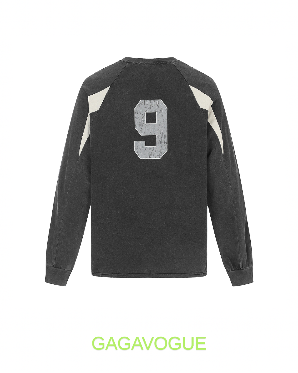 GAGAVOGUE BLACK ENERGY NUMBER 9 RAGLAN LONG SLEEVE TEE