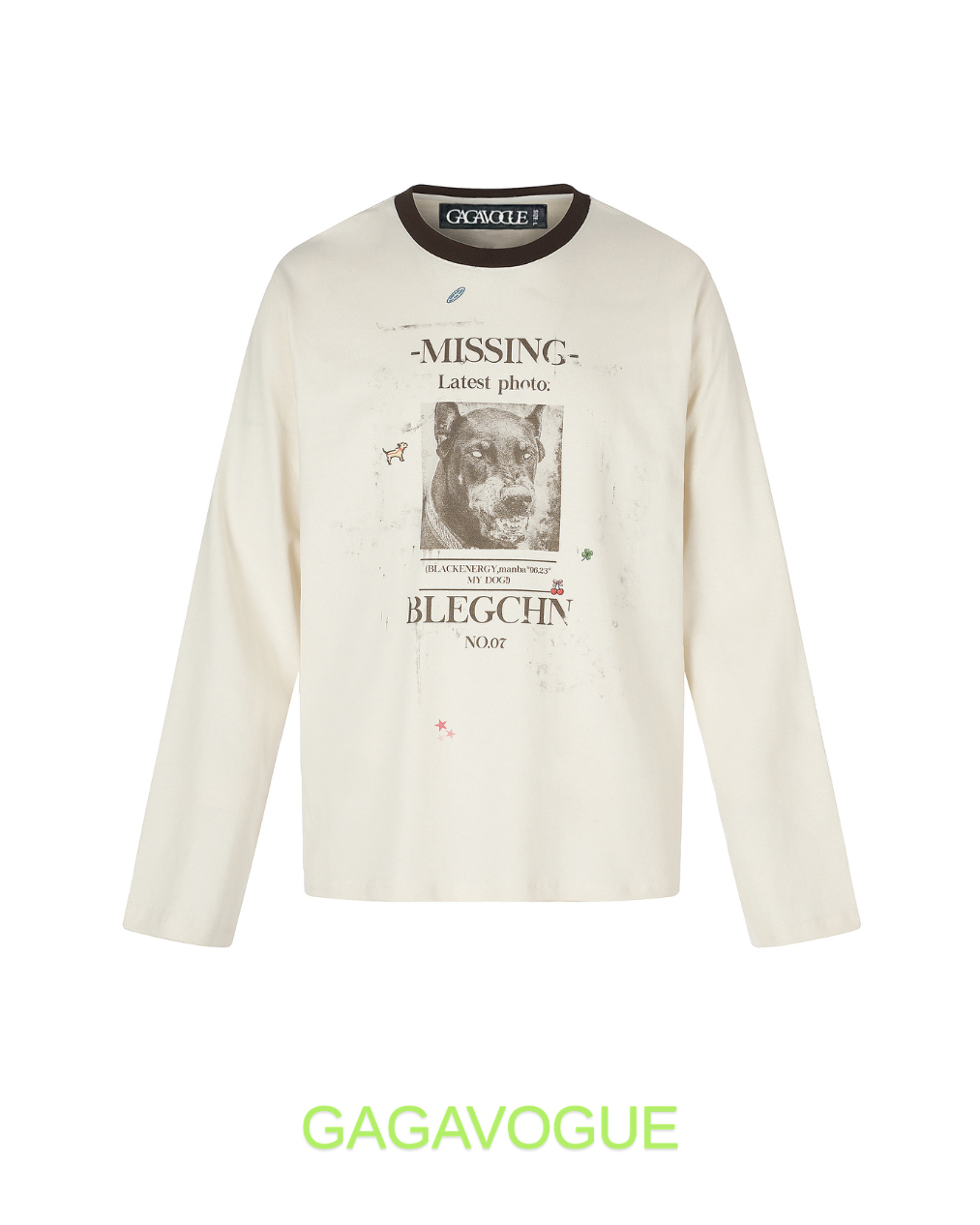 GAGAVOGUE MISSING NO.07 DOG GRAPHIC LONG SLEEVE TEE