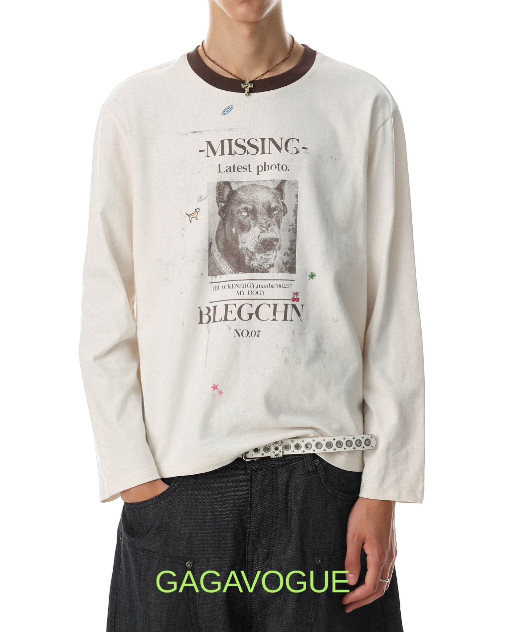 GAGAVOGUE MISSING NO.07 DOG GRAPHIC LONG SLEEVE TEE