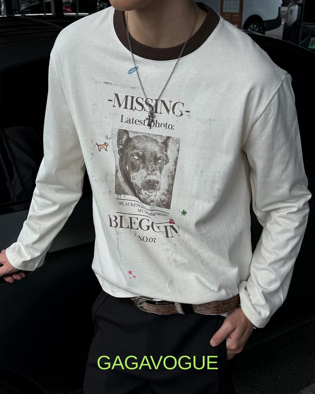 GAGAVOGUE MISSING NO.07 DOG GRAPHIC LONG SLEEVE TEE