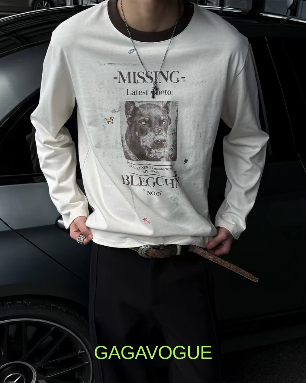 GAGAVOGUE MISSING NO.07 DOG GRAPHIC LONG SLEEVE TEE