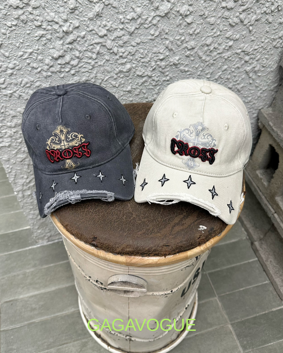 GAGAVOGUE GOTHIC CROSS EMBROIDERED CAP