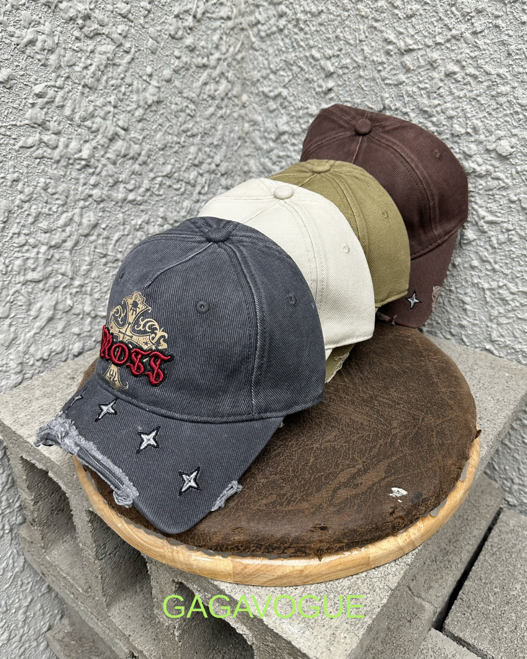 GAGAVOGUE GOTHIC CROSS EMBROIDERED CAP