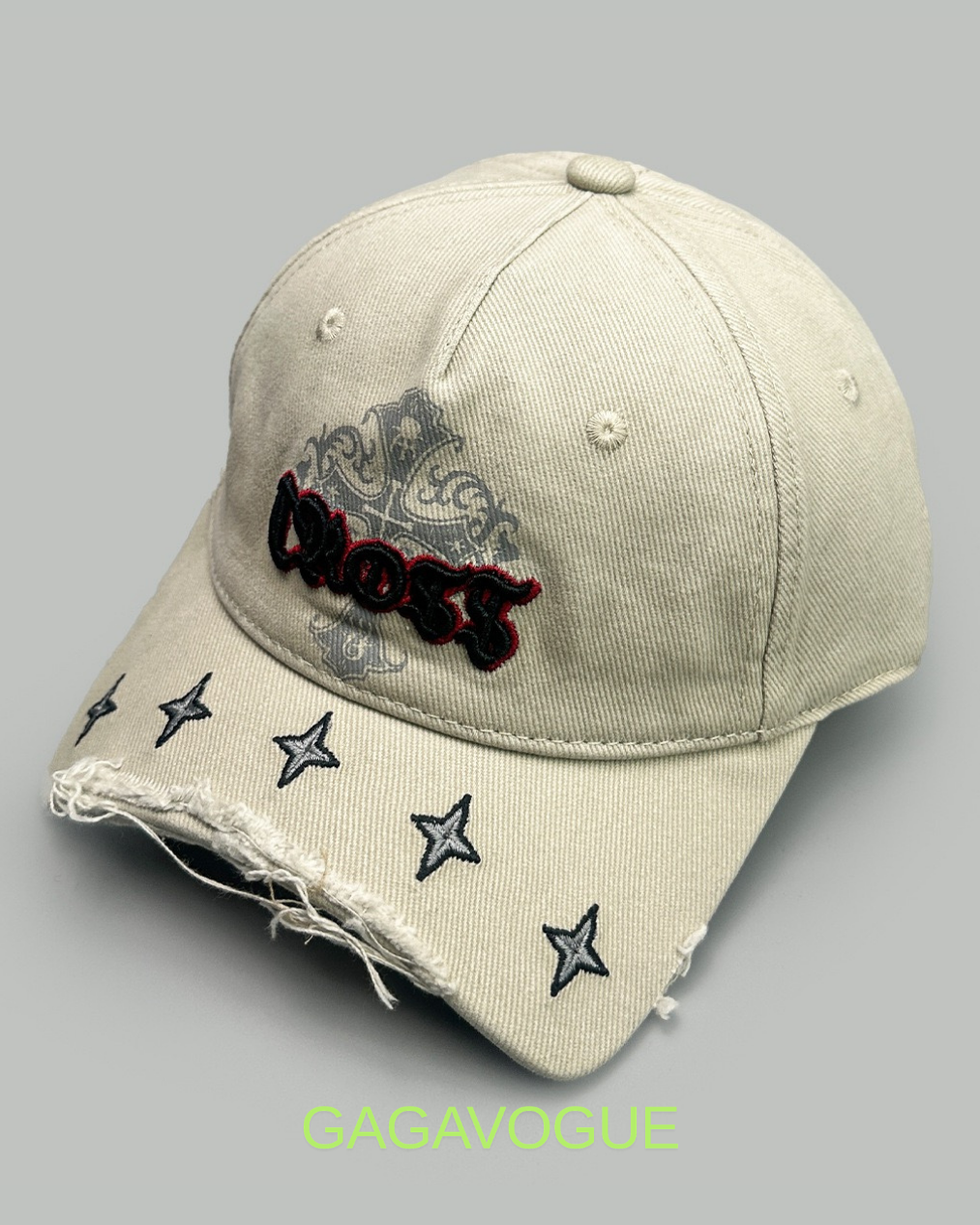 GAGAVOGUE GOTHIC CROSS EMBROIDERED CAP