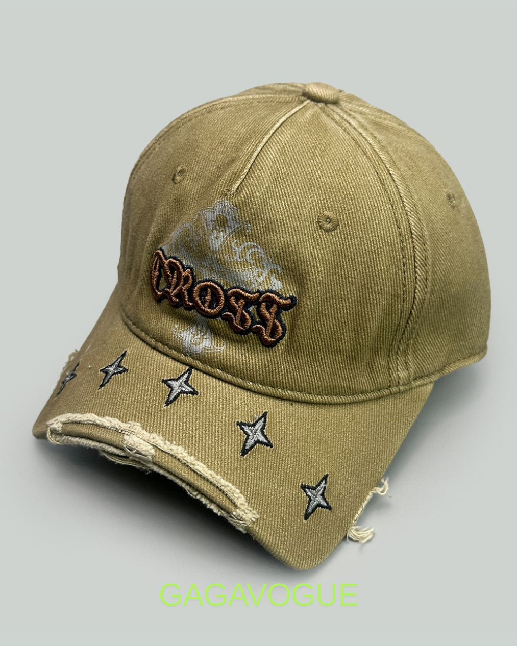 GAGAVOGUE GOTHIC CROSS EMBROIDERED CAP