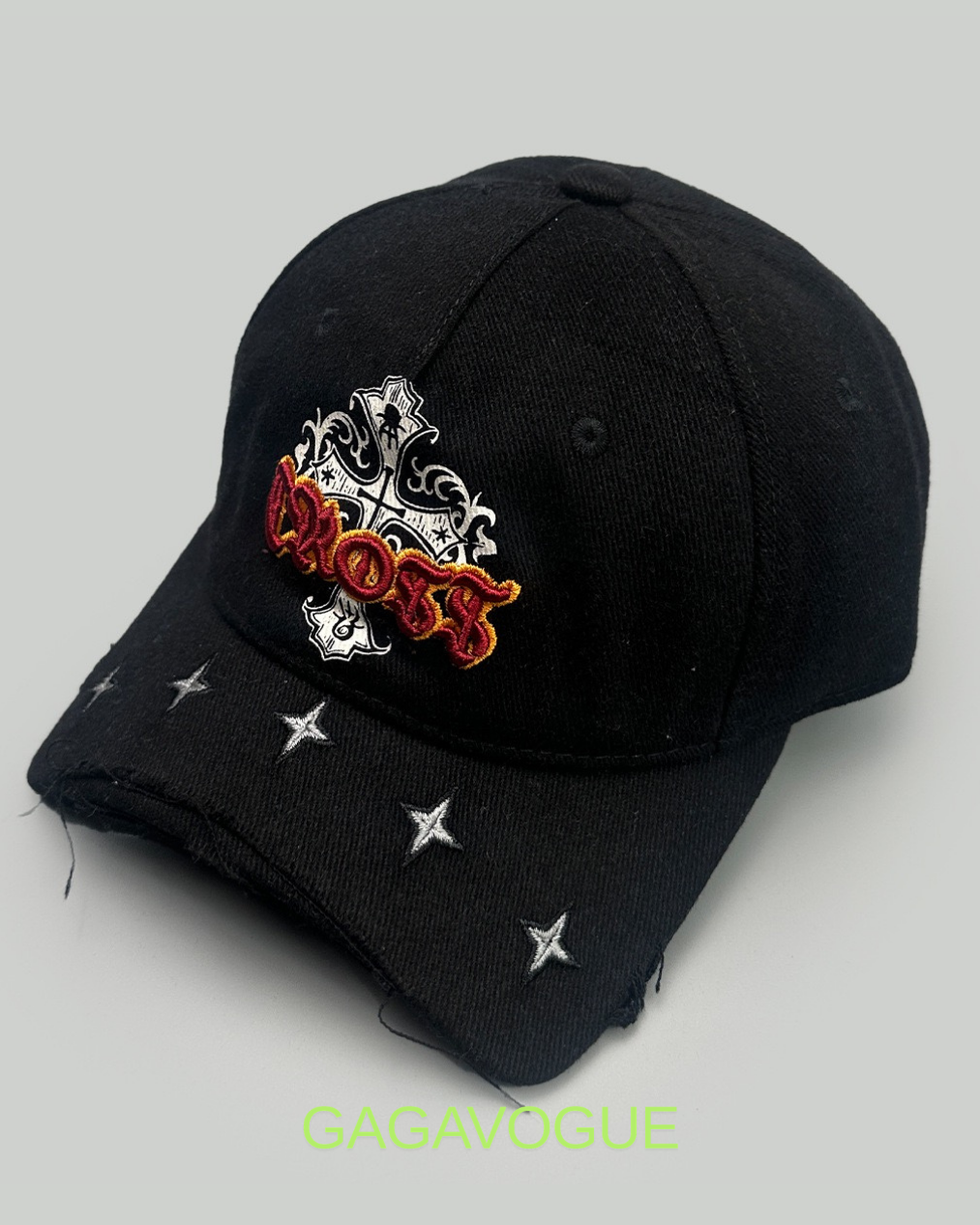 GAGAVOGUE GOTHIC CROSS EMBROIDERED CAP