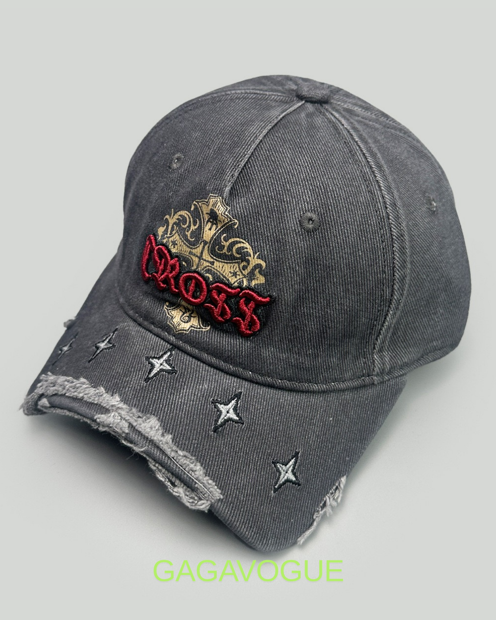 GAGAVOGUE GOTHIC CROSS EMBROIDERED CAP