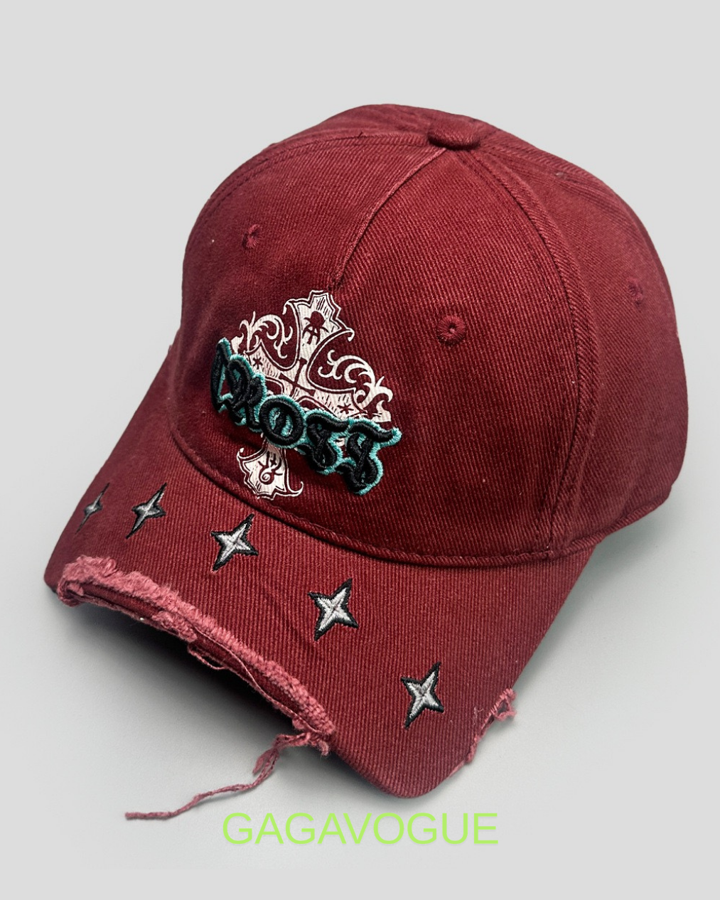 GAGAVOGUE GOTHIC CROSS EMBROIDERED CAP