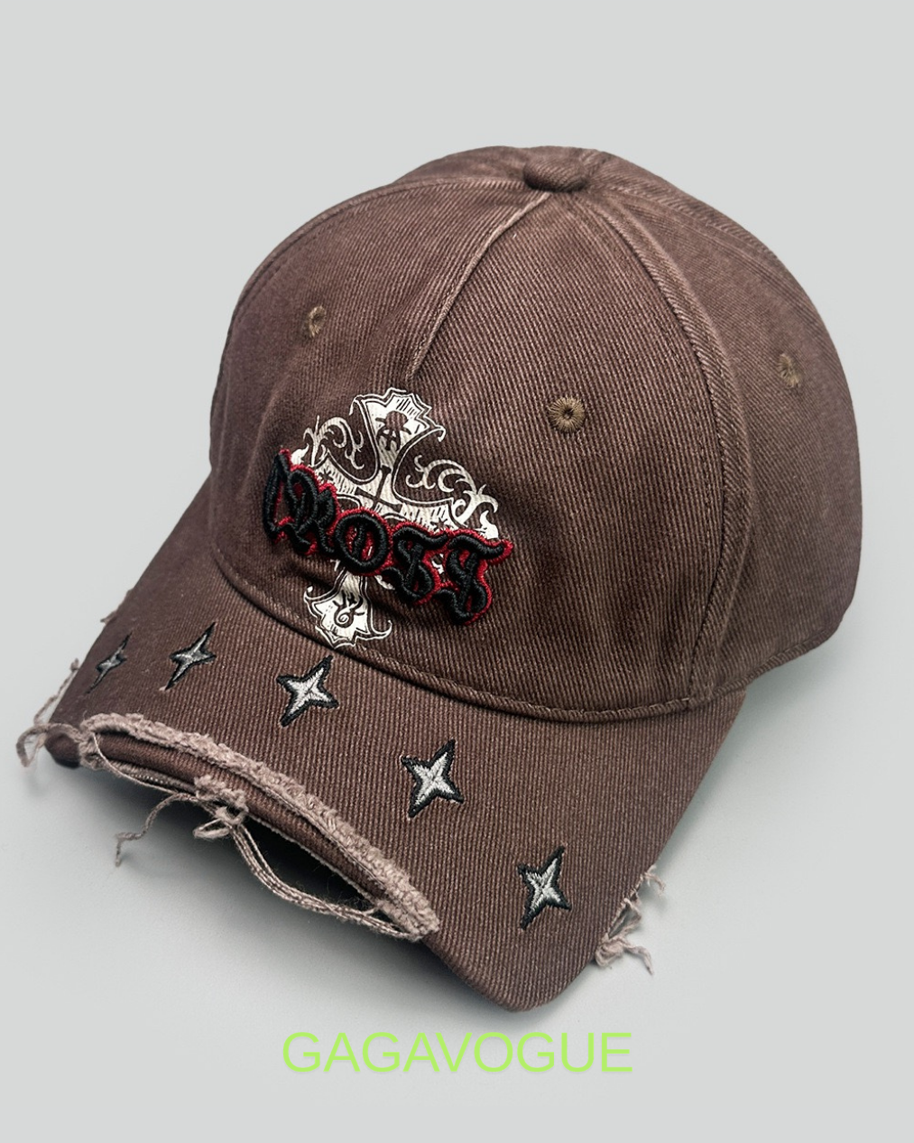 GAGAVOGUE GOTHIC CROSS EMBROIDERED CAP