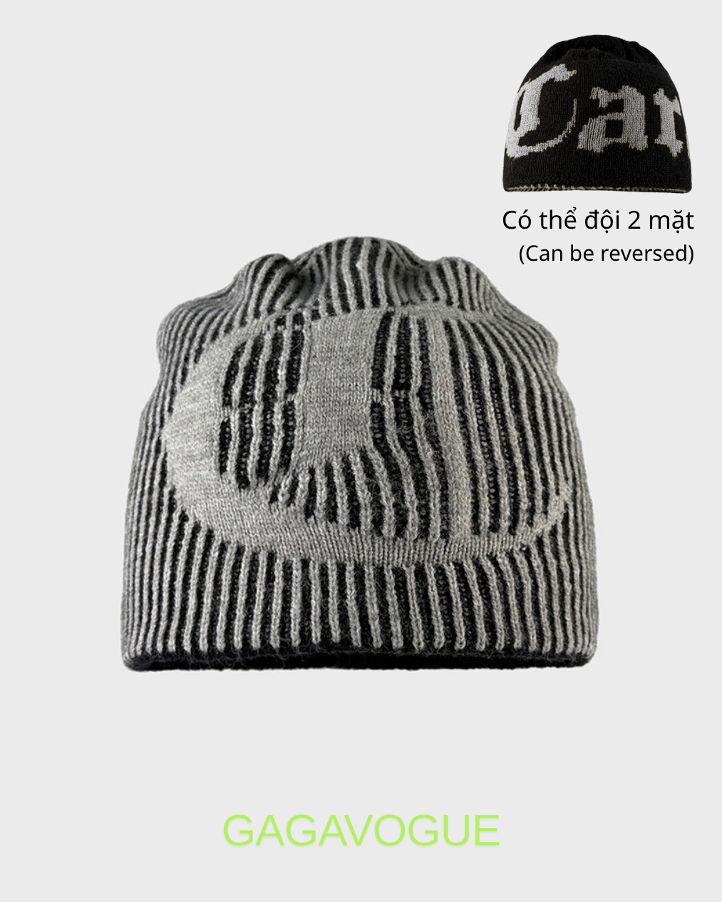 GAGAVOGUE STRIPED JACQUARD BEANIE