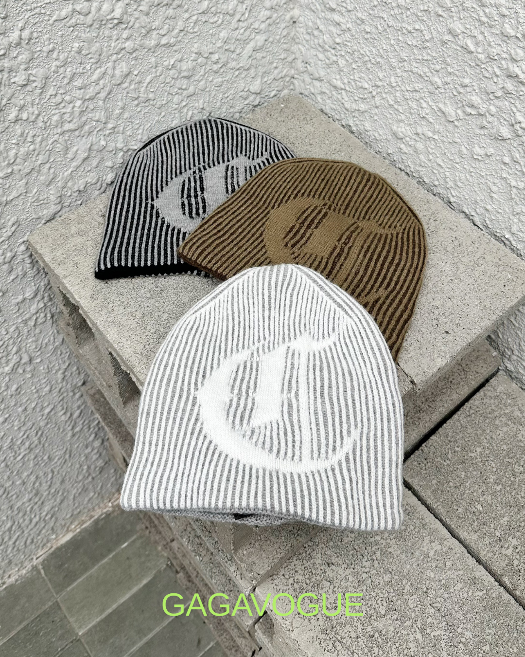 GAGAVOGUE STRIPED JACQUARD BEANIE