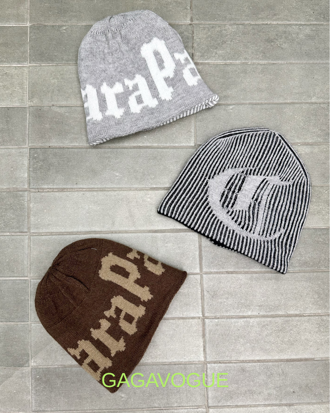 GAGAVOGUE STRIPED JACQUARD BEANIE