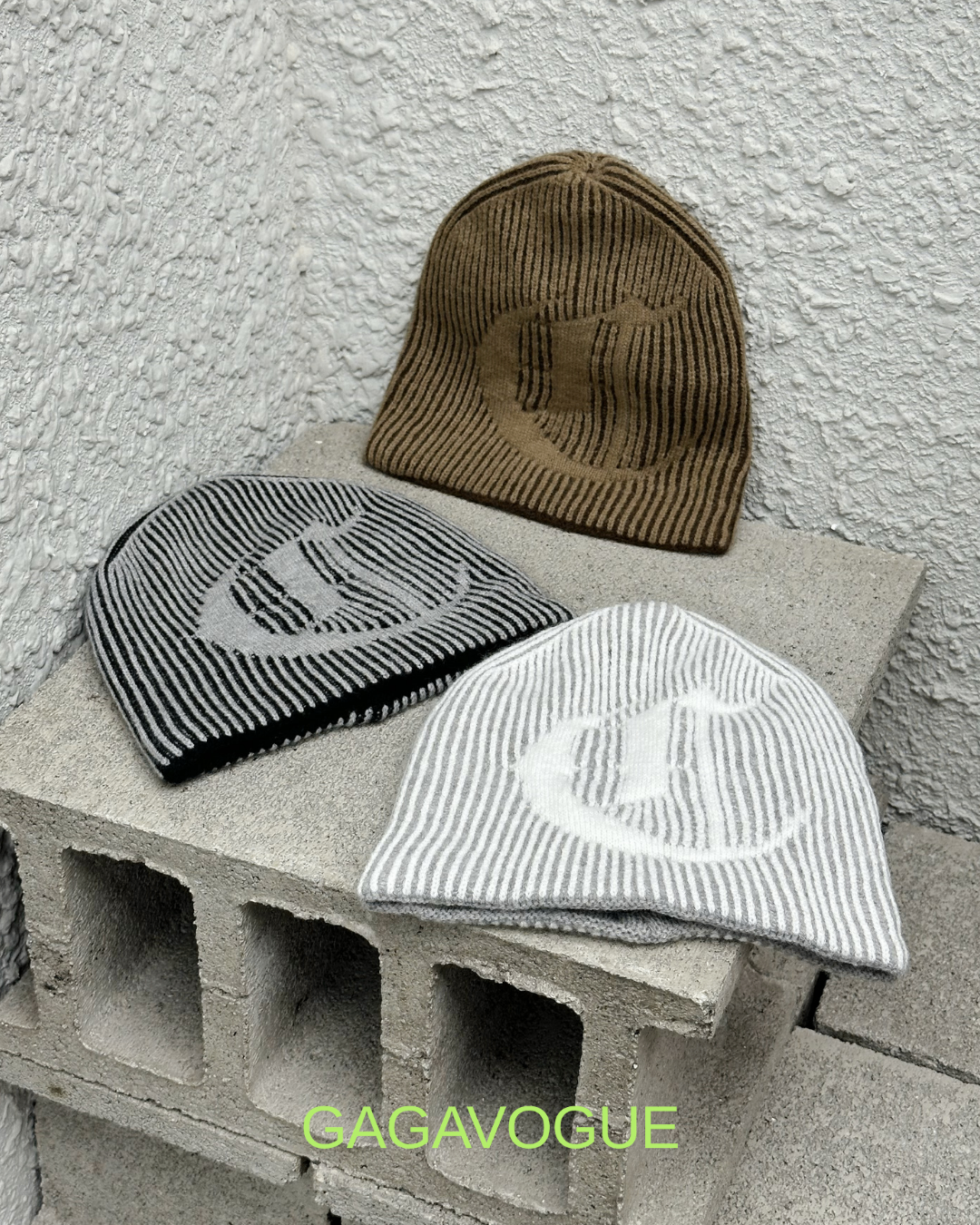 GAGAVOGUE STRIPED JACQUARD BEANIE