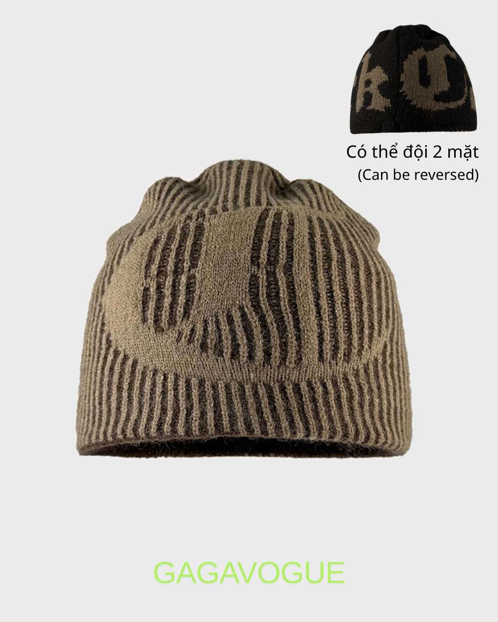 GAGAVOGUE STRIPED JACQUARD BEANIE