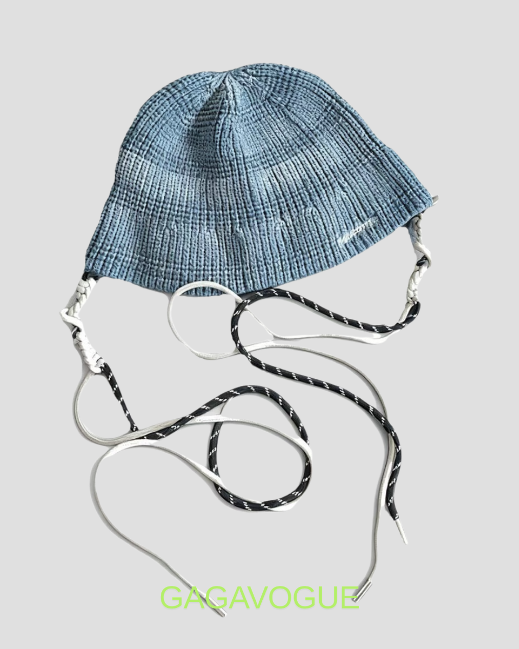 GAGAVOGUE KNIT BUCKET HAT WITH CORD