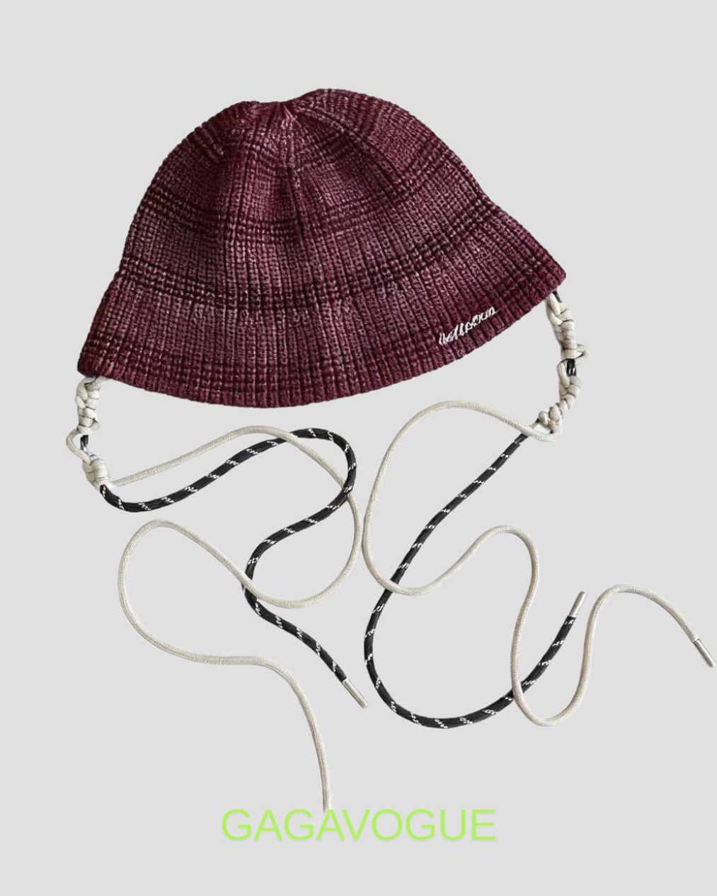 GAGAVOGUE KNIT BUCKET HAT WITH CORD