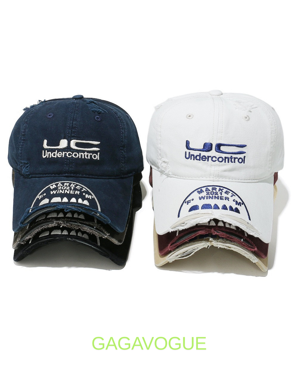 GAGAVOGUE UC CAMO DISTRESSED CAP