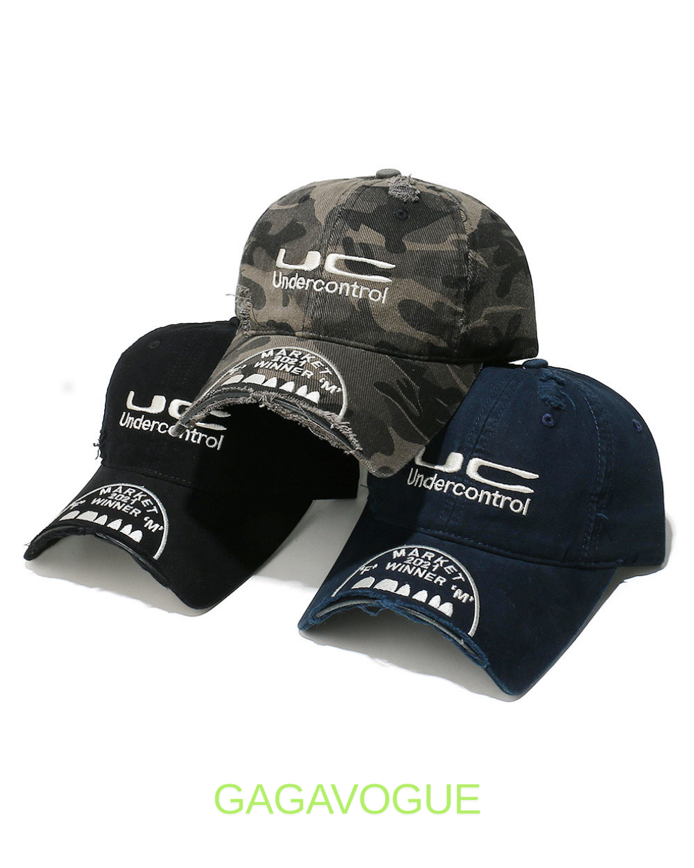 GAGAVOGUE UC CAMO DISTRESSED CAP
