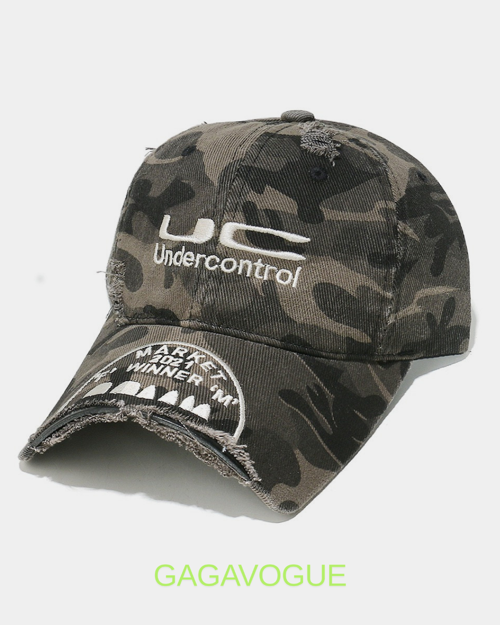 GAGAVOGUE UC CAMO DISTRESSED CAP