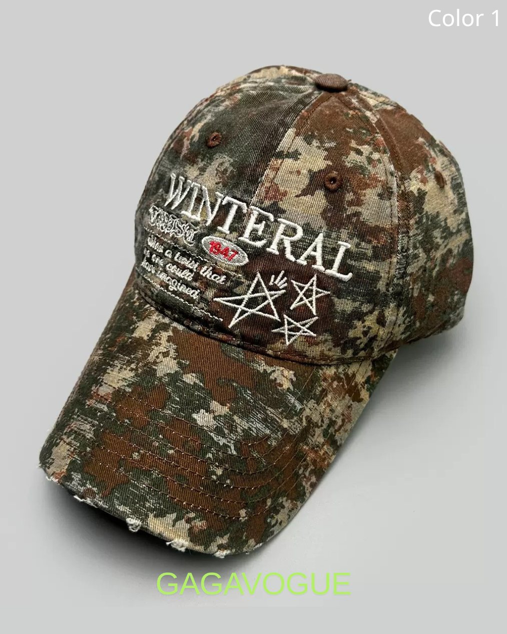 GAGAVOGUE VINTAGE CAMO EMBROIDERED CAP