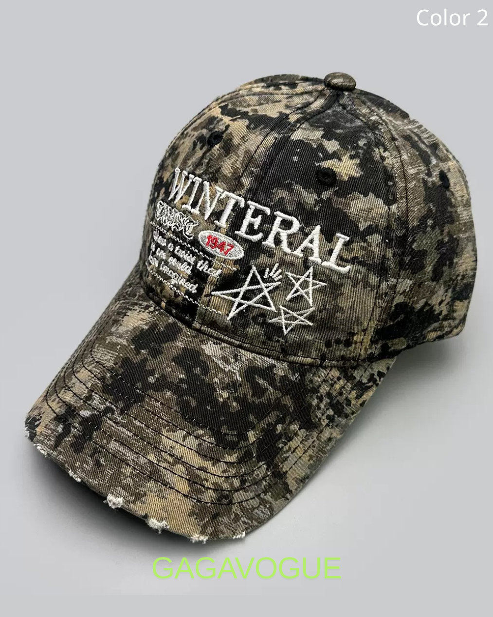 GAGAVOGUE VINTAGE CAMO EMBROIDERED CAP