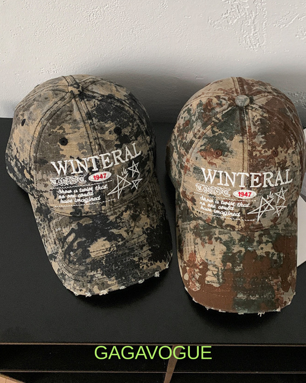GAGAVOGUE VINTAGE CAMO EMBROIDERED CAP