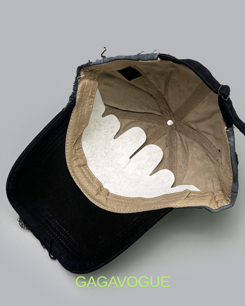 GAGAVOGUE CAMO STAR PATCH DISTRESSED BASEBALL CAP