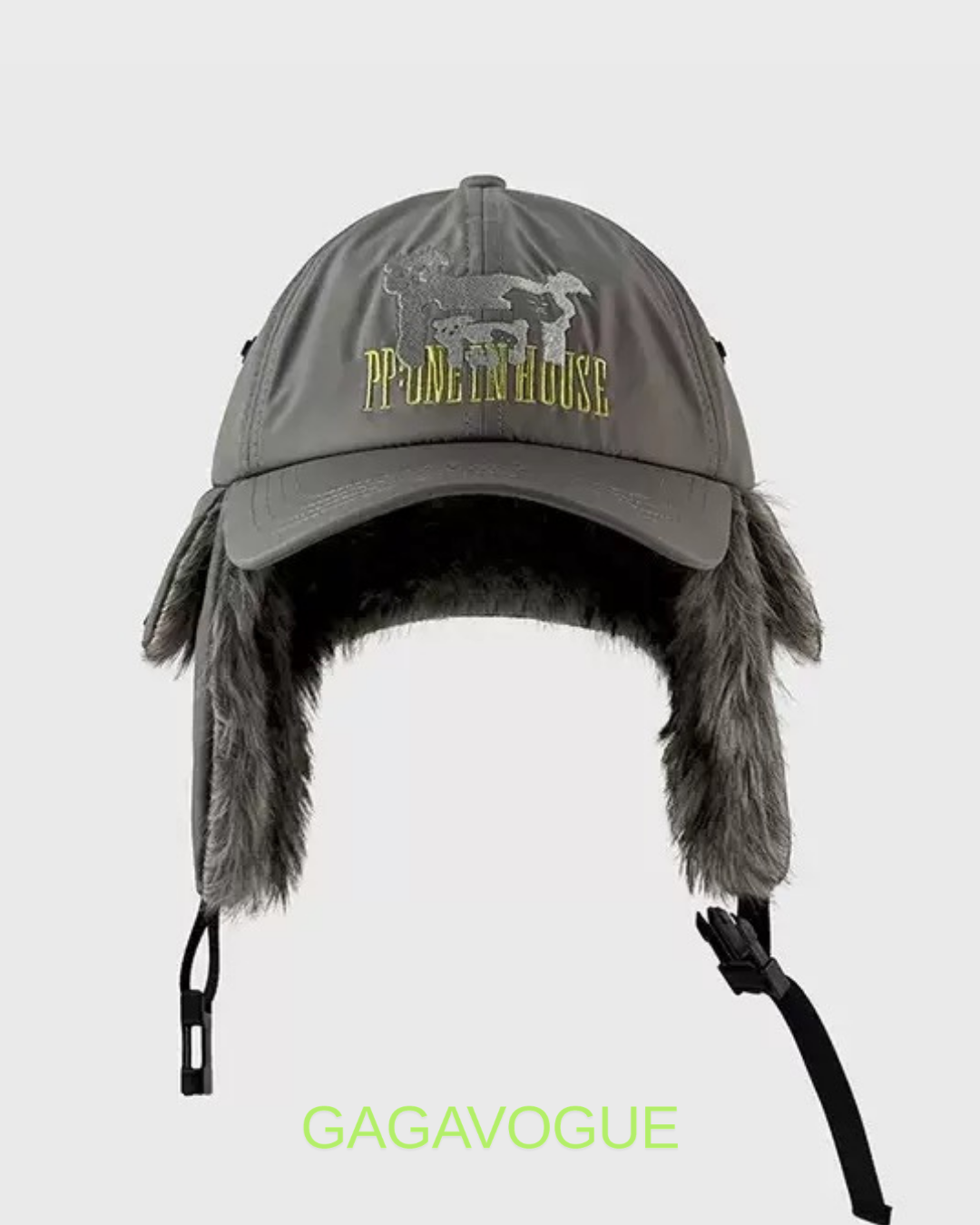 GAGAVOGUE FUR-EAR FLAP LOGO BASEBALL CAP