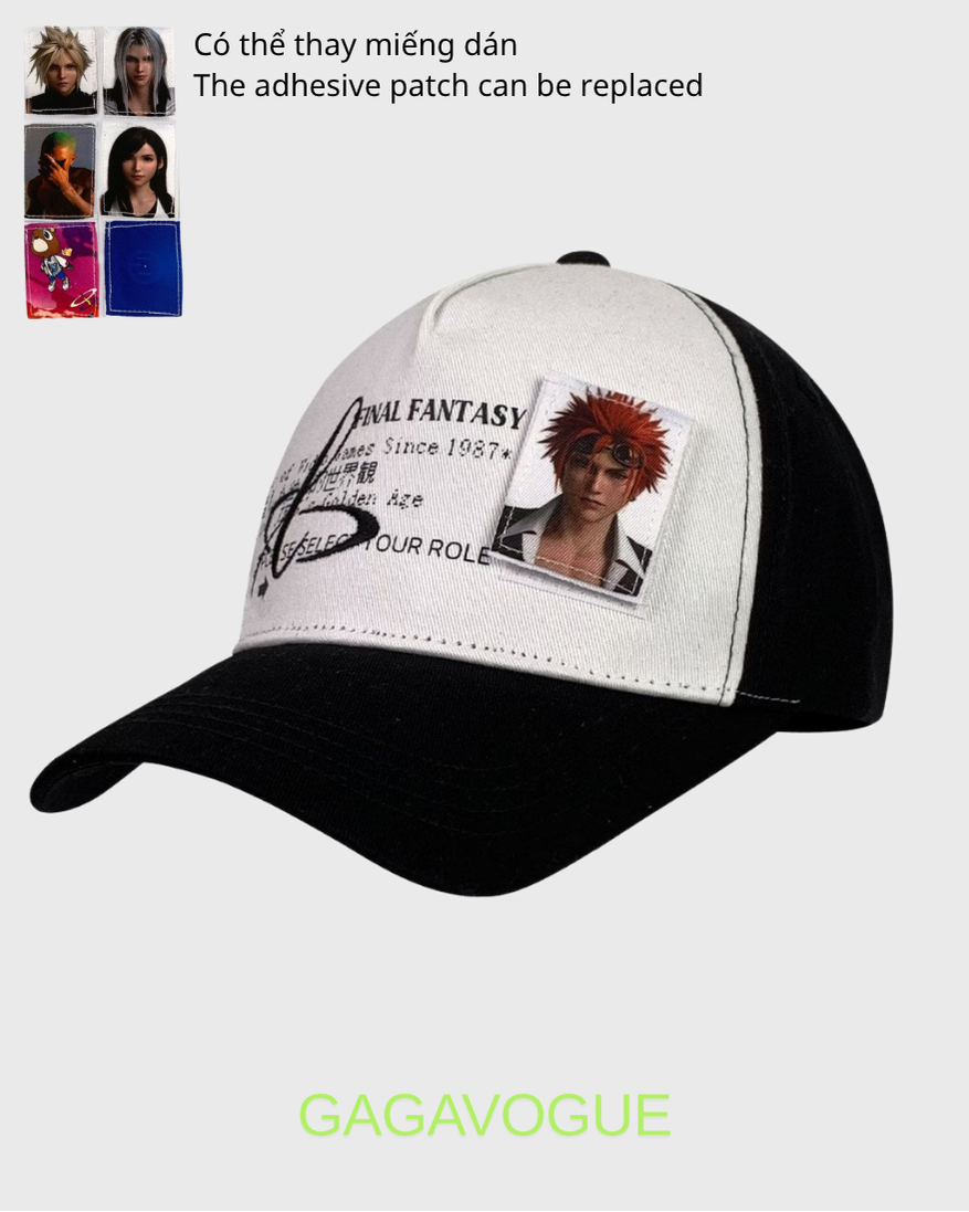 GAGAVOGUE FINAL FANTASY CHARACTER PATCH GRAPHIC CONTRAST BASEBALL CAP